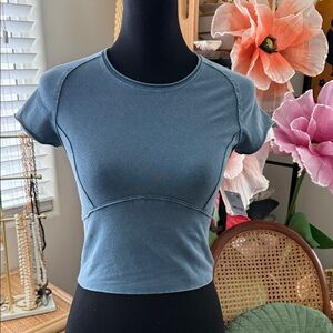 NWT Free People We The Free Midnight Rain Blue Protagonist Cap Sleeve Babydoll T